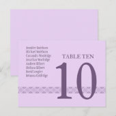 LILAC & LAVENDER Numéro de table Carte Réception (Devant / Derrière)
