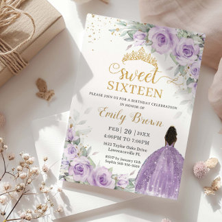Lilac Lavender Paarse Bloemige Sweet Sixteen 16 Kaart