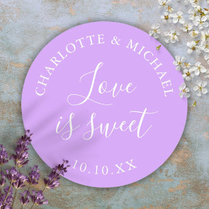 Lilac Liefde Is Zoete Trouw Favor Ronde Sticker