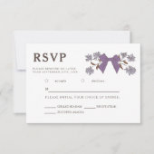 Lilac lint bloem wedding RSVP maaltijdkeuze  (Voorkant)
