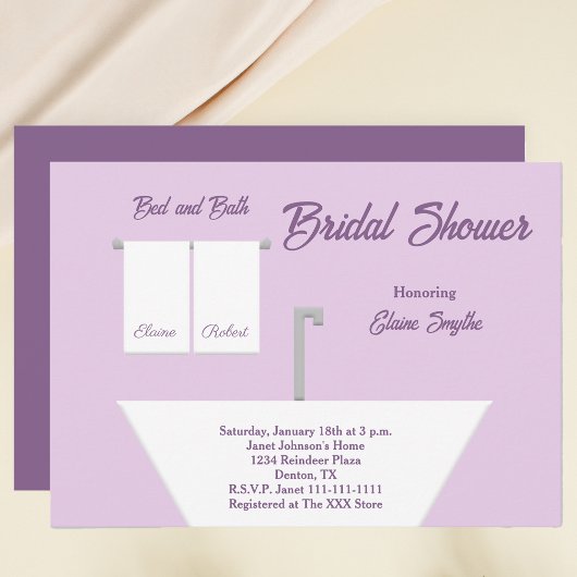 Lilac Lit et bain Douche nuptiale Invitation