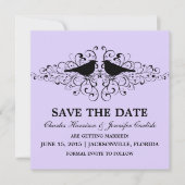 Lilac Love Bird Swirls Save the Date Uitnodiging (Voorkant)