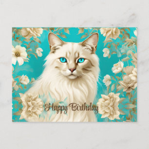 Lilac Lynx Point Siamese Portret Kunst Verjaardag Briefkaart