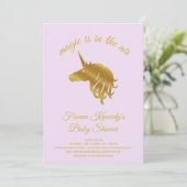 Lilac Magique Unicorne Baby shower Invitation (Debout devant)