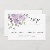 Lilac Mauve Dusty Boho violet mariage floral RSVP (Devant / Derrière)