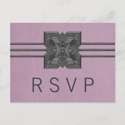 Lilac Medallion Bordure Carte postale RSVP (Devant)