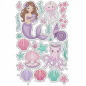 Lilac Mermaid & Cute Octopus Vinyl Sticker (Devant)