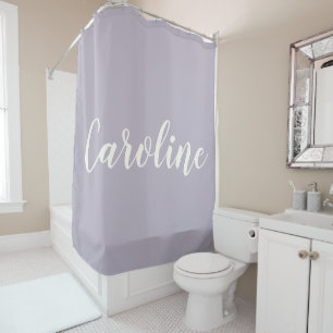 Lilac minimalistische kalligrafie gepersonaliseerd douchegordijn