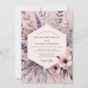 Lilac Misty Flora Bruiloft Kaart