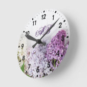 Lilac Monogram Wall Clock | Personalized Floral Ronde Klok (Hoek)