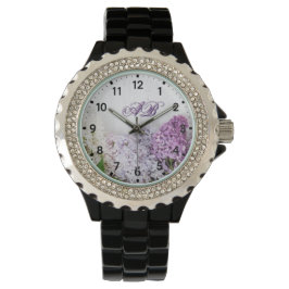 Lilac Monogram Watch | Floral Rhinestone Timepiece Horloge