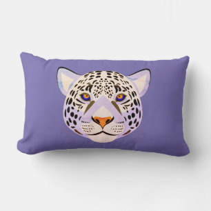 Lilac & Orange Leopard Head Lumbar Coussin