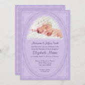 Lilac Ovals Invitation Baptême (Devant / Derrière)