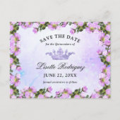 Lilac Paarse Bloemachtige Quinceanera Save The Dat Briefkaart (Voorkant)