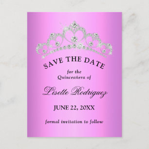 Lilac Paarse Quinceanera Save The Date Briefkaart