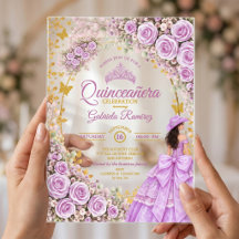Lilac Paarse Rozen Gouden Westerse Quinceañera