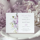 Lilac Pastel Floral Enregistrer la date Carte d'in