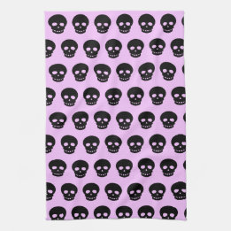 Lilac Pastel Goth Skulls Serviette de cuisine