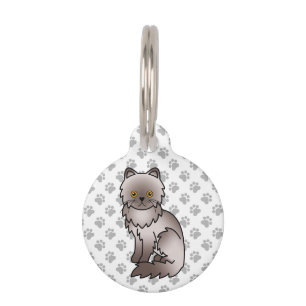 Lilac Perzische Cute Cartoon Kat & Huisdier Info Huisdierpenning