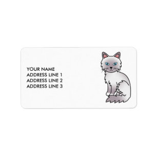 Lilac Point Birman/Ragdoll Kat & Aangepaste Tekst Etiket