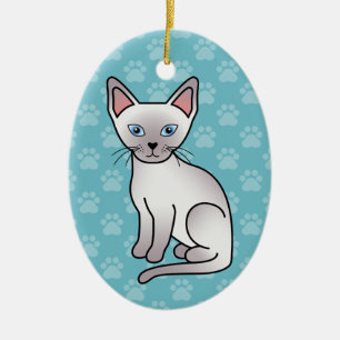 Lilac Point Siamese Fok Kat Cartoon Tekening Keramisch Ornament