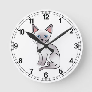 Lilac Point Siamese Fok Kat Cartoon Tekening Ronde Klok