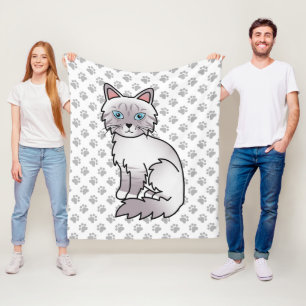 Lilac Point Tabby Birman / Ragdoll Mooie Kat & Poo Fleece Deken
