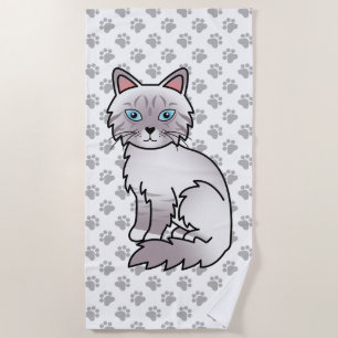 Lilac Point Tabby Birman / Ragdoll Mooie Kat & Poo Strandlaken
