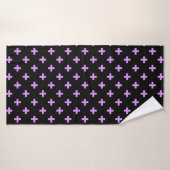 Lilac polka croise sur noir (Serviette de bain)