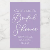Lilac Purple Bridal Shower Party Personalized Wijn Etiket (Enkel label)