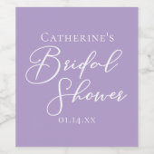Lilac Purple Bridal Shower Personalized Wijn Etiket (Enkel label)