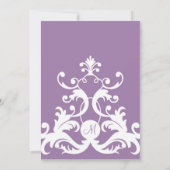 Lilac Purple Elegant Mariage damassé Invitation (Dos)