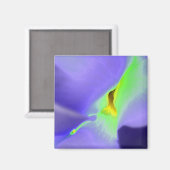 Lilac Purple et Neon Green Floral Design Magnet (Recto/Verso)