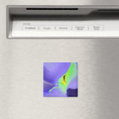 Lilac Purple et Neon Green Floral Design Magnet (In Situ (Lave-vaisselle))