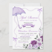 Lilac Purple Floral Avril Baby shower Invitation (Devant)