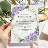 Lilac Purple Floral Geometric Wedding Invitation