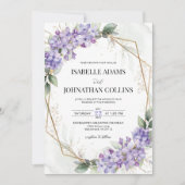 Lilac Purple Floral Geometric Wedding Invitation (Devant)