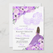 Lilac Purple Floral Masquerade Sweet 16 Invitation (Devant)
