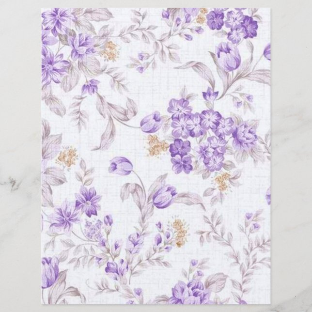 Lilac Purple Grey Pastel Floral Papier à écailles (Devant)