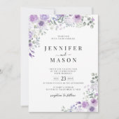 Lilac Purple Lavender Floral Wedding Invitation (Devant)