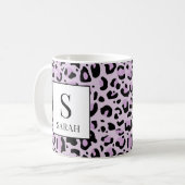 Lilac Purple Leopard Print Custom Name Mug (Devant gauche)