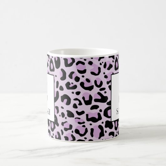 Lilac Purple Leopard Print Custom Name Mug (Centre)