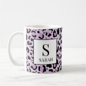 Lilac Purple Leopard Print Custom Name Mug (Gauche)