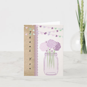 Lilac Purple Mason Jar Burlap Merci dentelle
