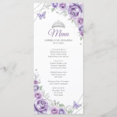 Lilac Purple Silver Floral Quinceanera Menu (Voorkant)