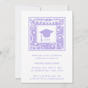 Lilac Purple Swirls Invitation de graduation pour