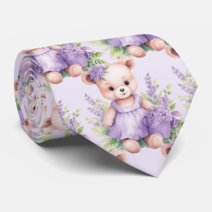 Lilac Purple Teddy Bear Cravate