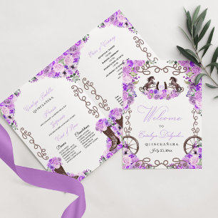Lilac Purple Western Charro Quinceañera Programme