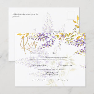 Lilac Purple Wisteria Gold Wedding Carte postale R
