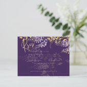 Lilac Purple Wisteria Gold Wedding Invitation RSVP (Debout devant)